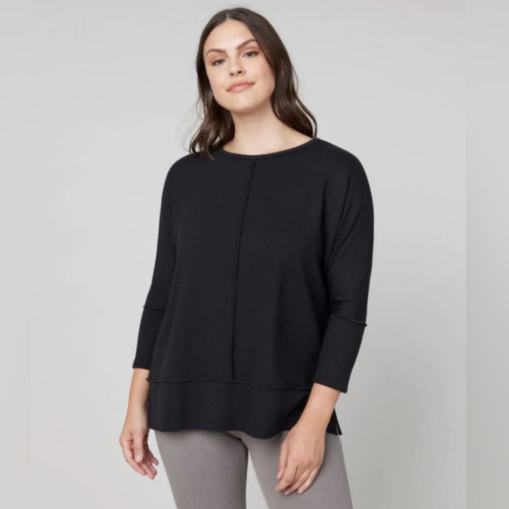 Spanx Perfect Length Dolman Sleeve Top Sweater S Small black